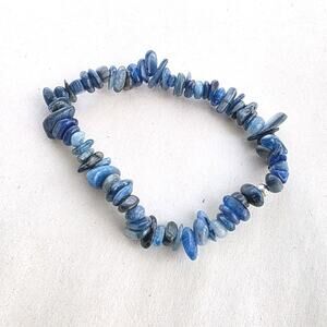 KJC HSN‎ 925 Sterling Silver Genuine Stone blue Kyanite stretch Bracelet 7” New